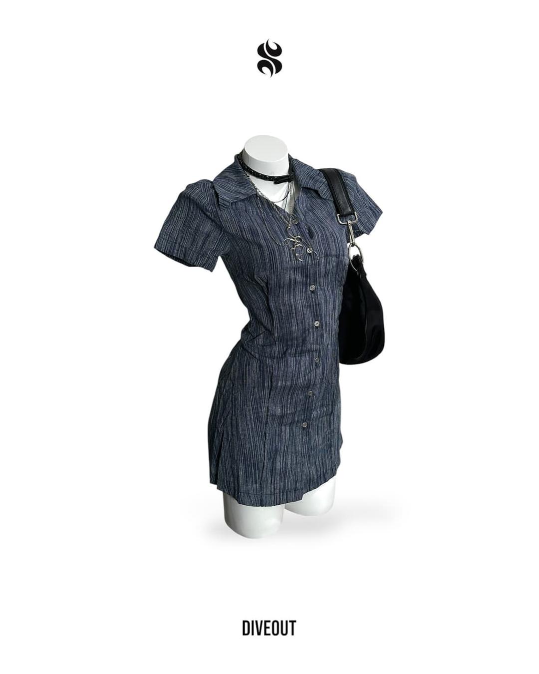 스트라이프 셔츠원피스 (네이비) | 후루츠패밀리