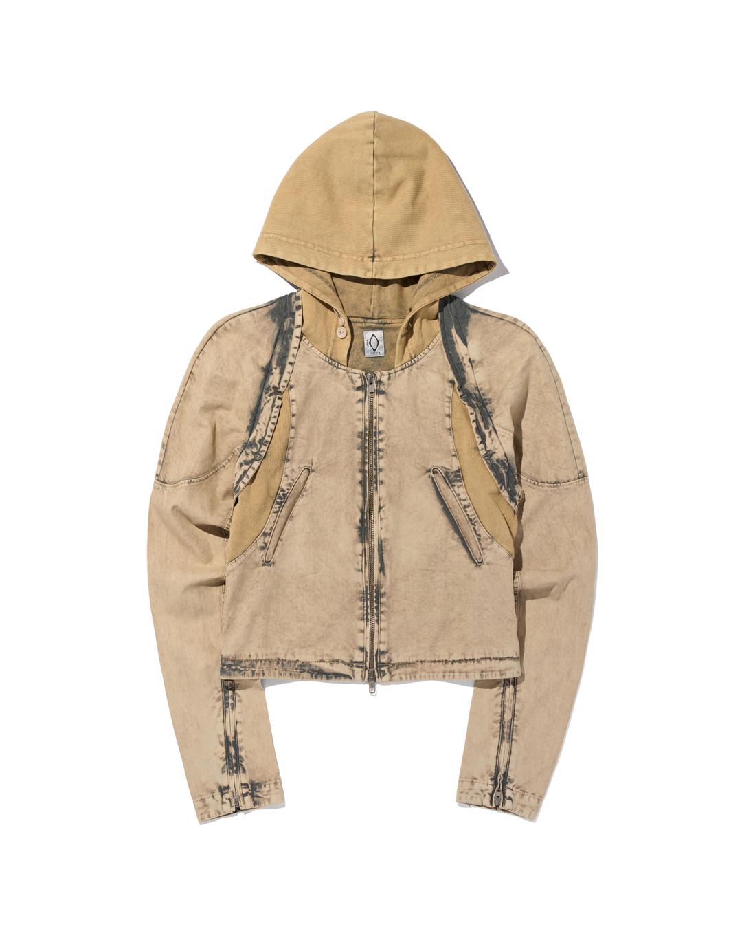 BLEACHED CUT OFF HOODIE JACKET_BLEACHED MUD