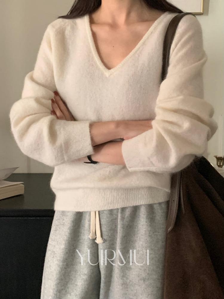 vergamot 베르가못 키드 울 모헤어 브이넥 니트 4color