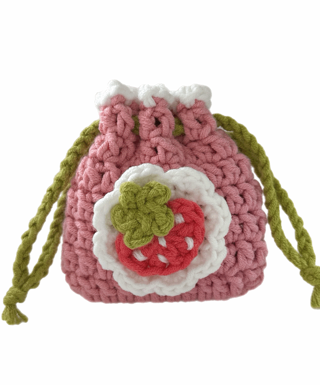 뜨니닝 핸드메이드 뜨개 딸기 파우치 (에어팟 프로 버즈 케이스 동전 미니 파우치)