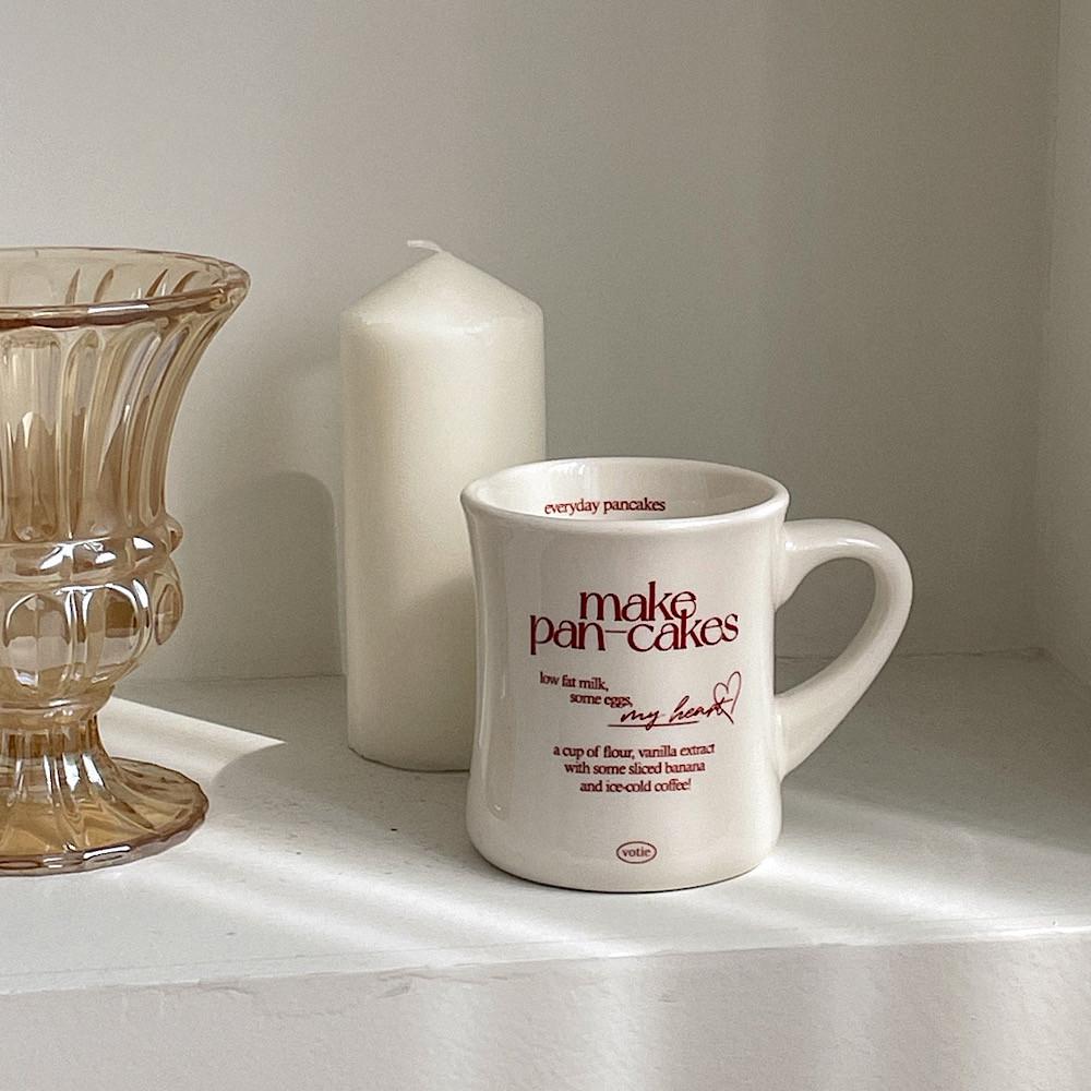 메이크 팬케이크 머그컵 도자기 머그잔 홈카페 감성 예쁜컵