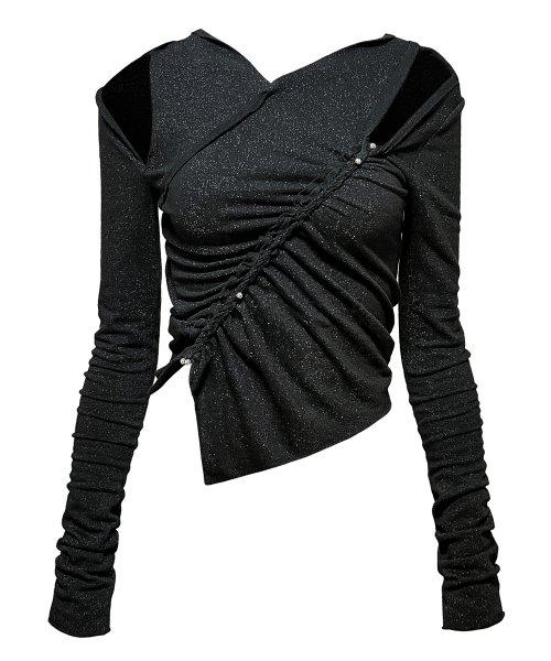 metal plait cutout top-black