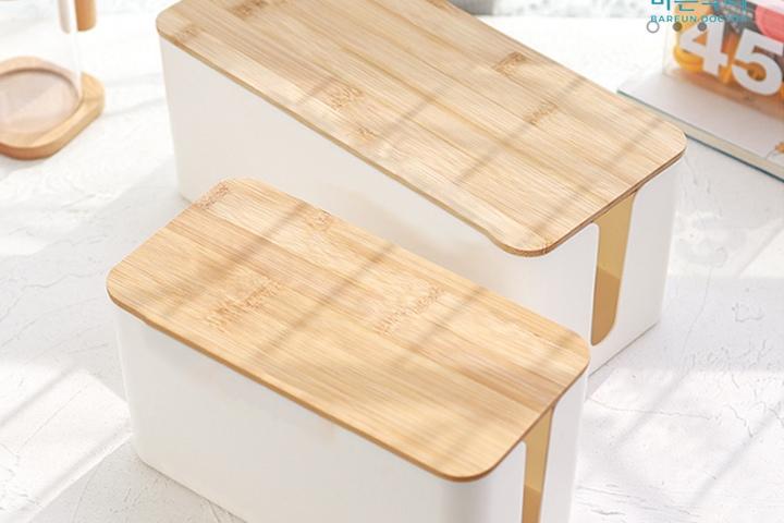 대나무 멀티탭 전선 콘센트 정리함 3size