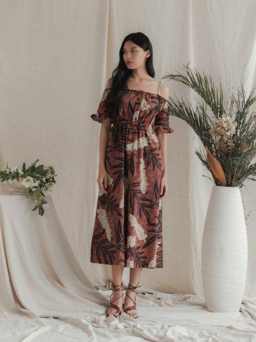 Tropical Off-shoulder Dress