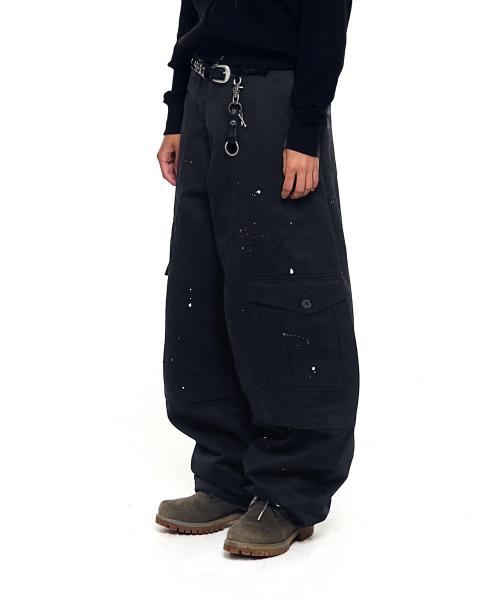 Painted Military Cargo Pants (Black)