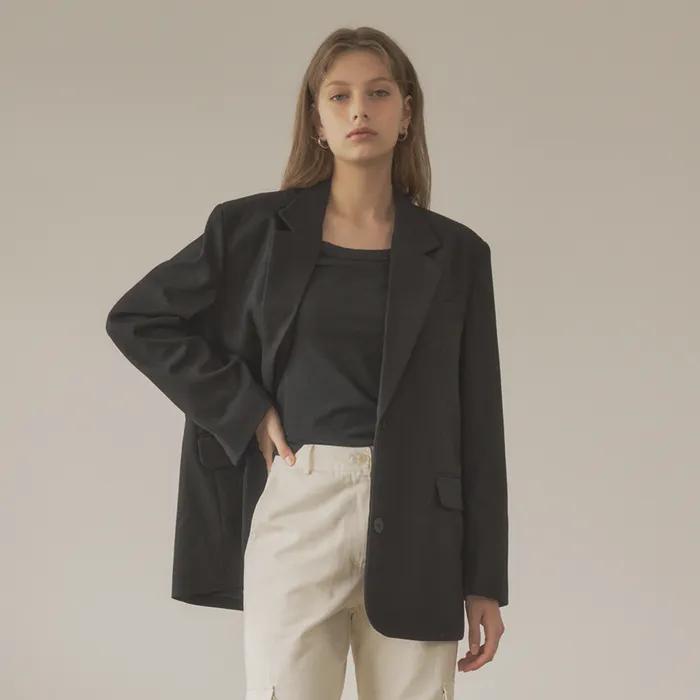 SIOT4084 에센셜 오버핏 싱글 블레이저_Black