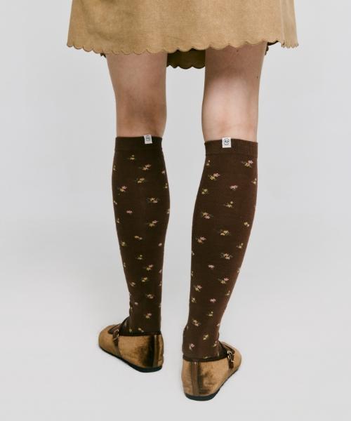 플라워 패턴 니삭스 [브라운]