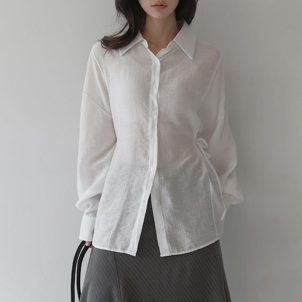 에클렉 시스루 찰랑 스트랩 셔츠 (가을/간절기/사계절/카라/루즈핏/모던/시크/출근룩/격식룩)