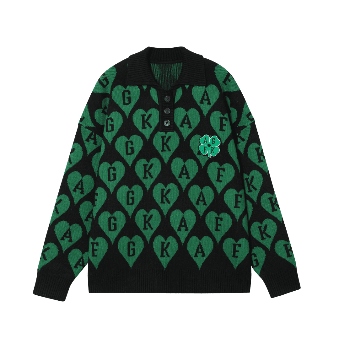 DONCARE(AFGK) "All-Over Print Logo Sweater" - Black / S