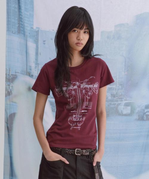 Flower Tattoo Tee Burgundy