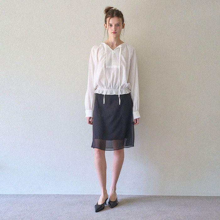 PARIS DOT CHIFFON LAYERED SKIRT_BLACK