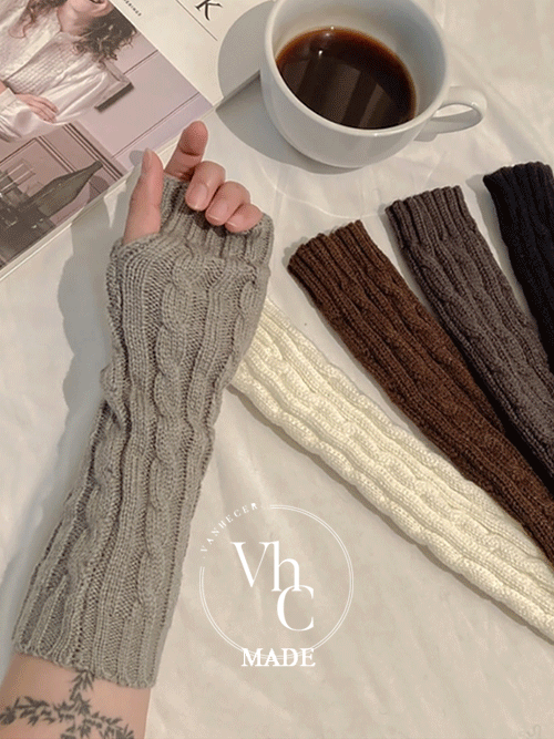 반해써 반해MADE : [5color] 레이어드 꽈배기 니트 핸드 워머 팔토시 A#YW009