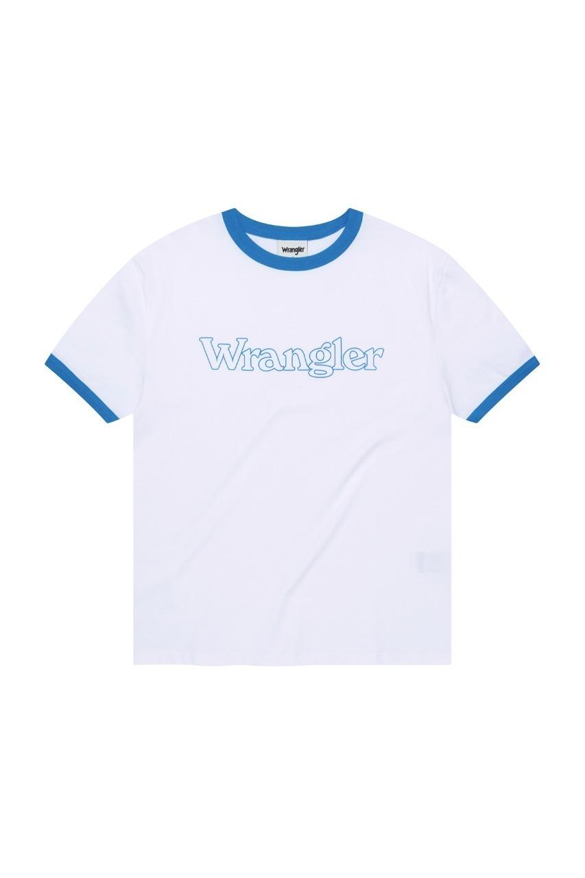 Typo Logo Color Ringer T-Shirt Blue