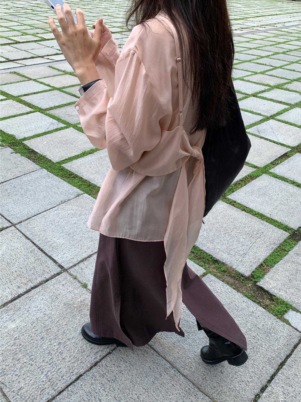 [리어스 제작] 쉬머 블라우스 & 뷔스티에 set (rosy-pink)