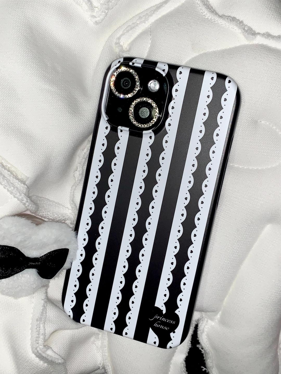 [kuro edition] heart lace phone case - (magsafe)hard/cardhard