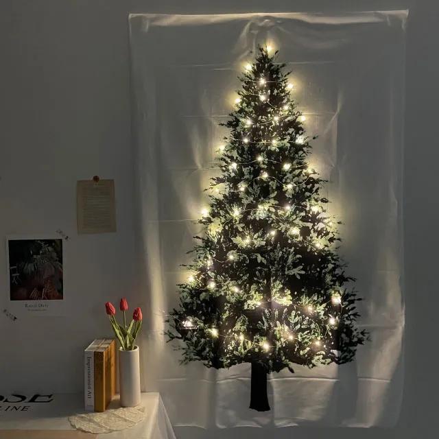 🎄크리스마스 트리 패브릭 포스터 (앵두전구포함) 파티