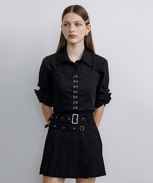 레이어드 뷔스티에 후크 셔츠 (블랙)