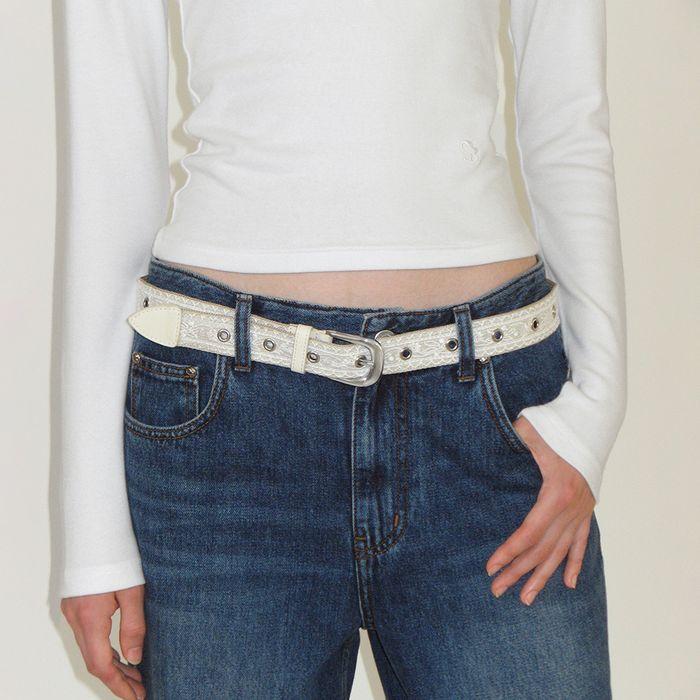 Lace Webbing Belt (BEIGE)