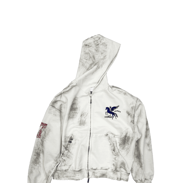 DIRTY FALLING ANGEL ZIP-UP HOODIE - DIRTY WHITE