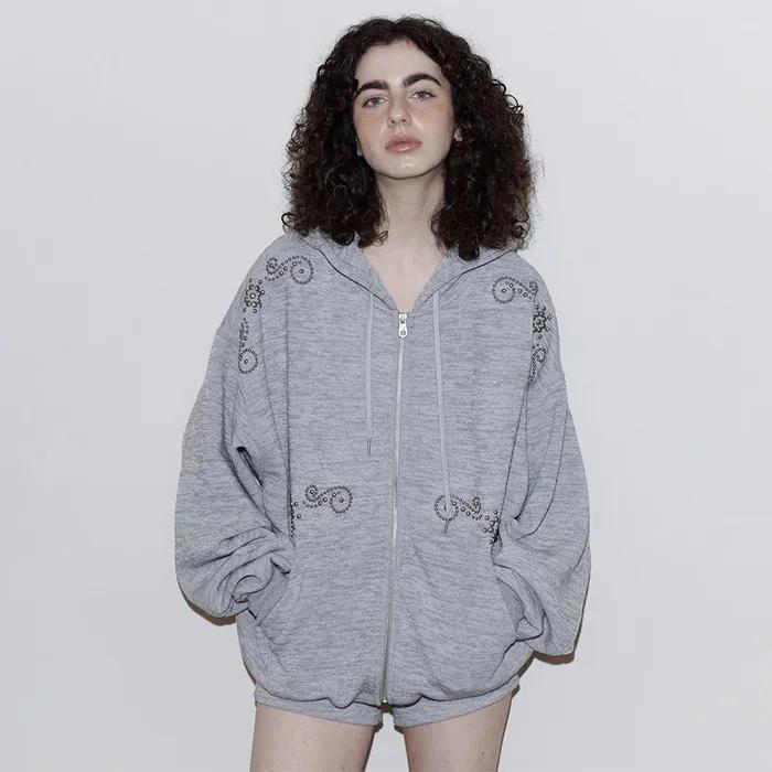 ORNAMENT STUDDED HOODIE_ONZI EDITION (GRAY)