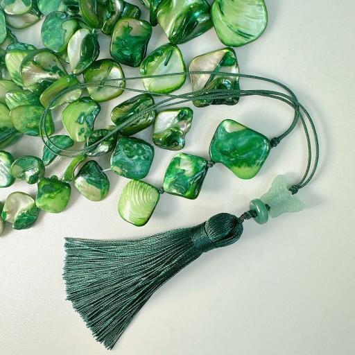 천연 그린 코팅 자개 끈 매듭 책갈피 북마크