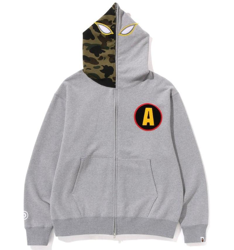 BAPE Shadow Relaxed Fit Full Zip Hoodie Grey