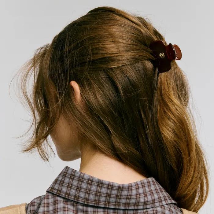 cellulose hair claw - burgundy (S)