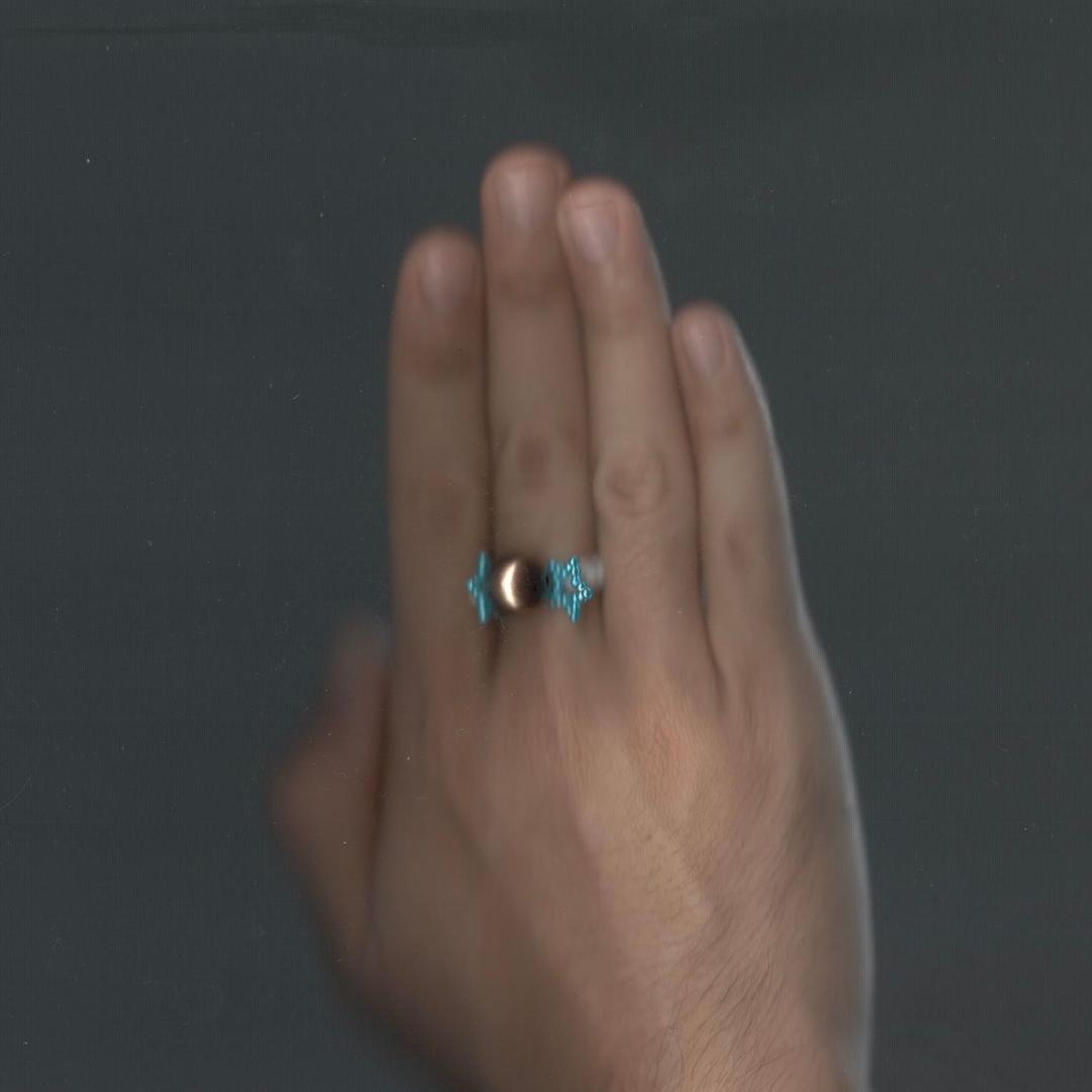 bronze skyblue star ring