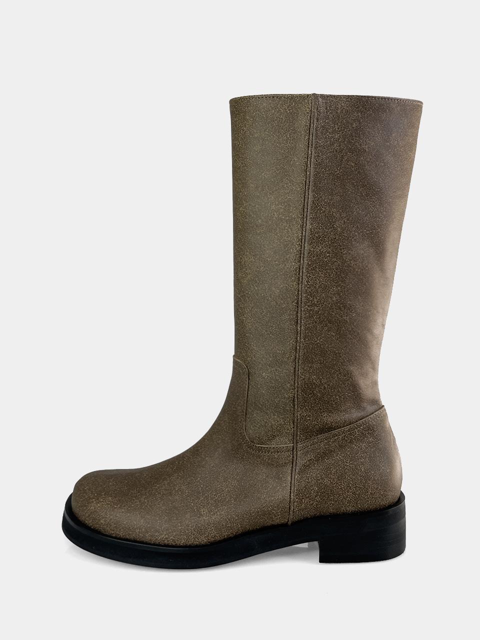 Mrc093 Diagonal Zipper Long Boots (Vintage Ash Brown)