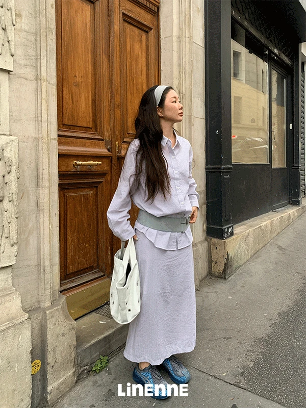 tata banding skirt (stripe/light gray)