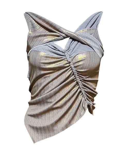 plait warp turn top - gold gray