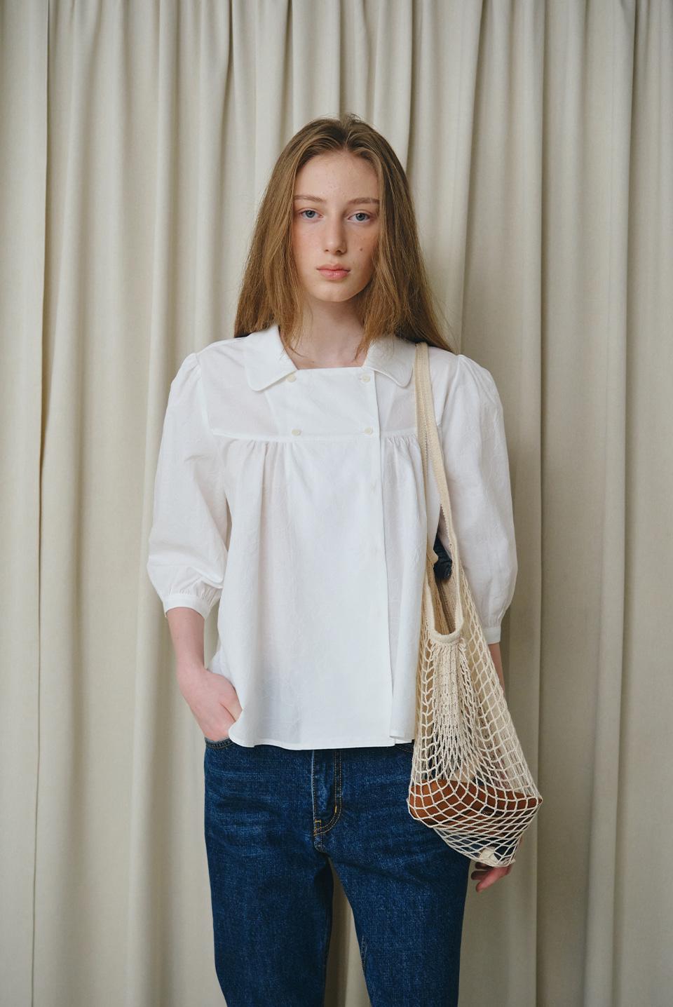 renee square blouse - white