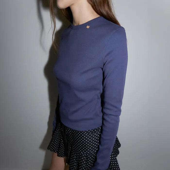 MINI POINT LABEL SLIM FIT LONG SLEEVE NAVY