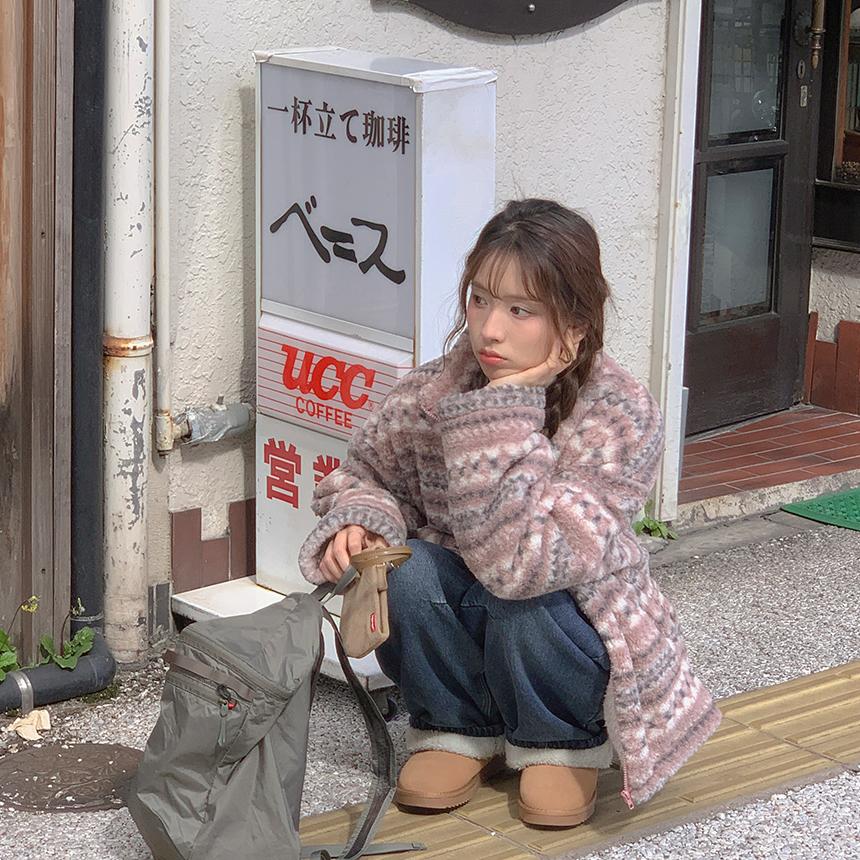 그레이스뮤즈 [무료배송][고퀄/양털안감]노노카 자가드 겨울 후리스