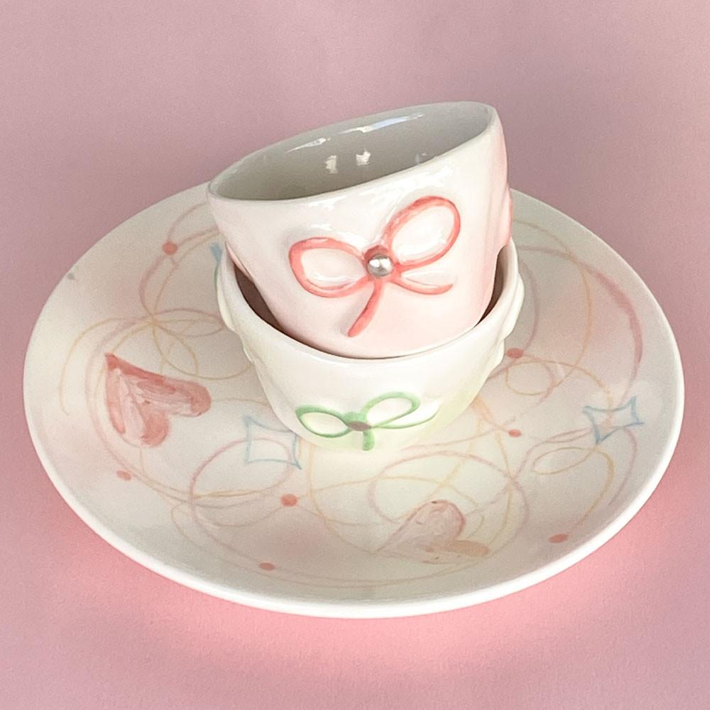 쁘띠 리본 미니 잔 pink