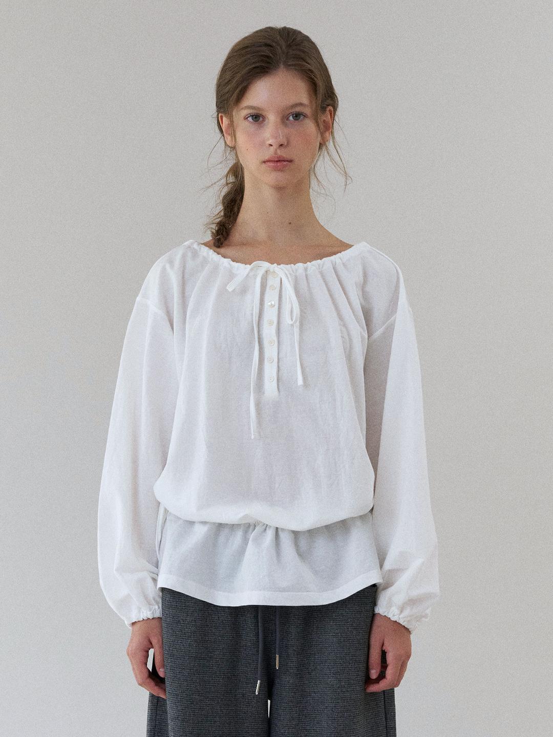 comfy ribbon blouse (white)