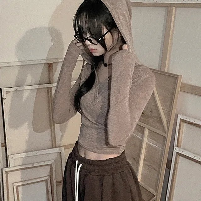 [데일리🖤허리잘록핏] 조인 슬림핏 크롭 스냅 후드 랩 셔링 긴팔 티셔츠 겨울 가을 / 연말룩 크리스마스 오프숄더 셔링티셔츠 기모바지 후드티 뮤잉