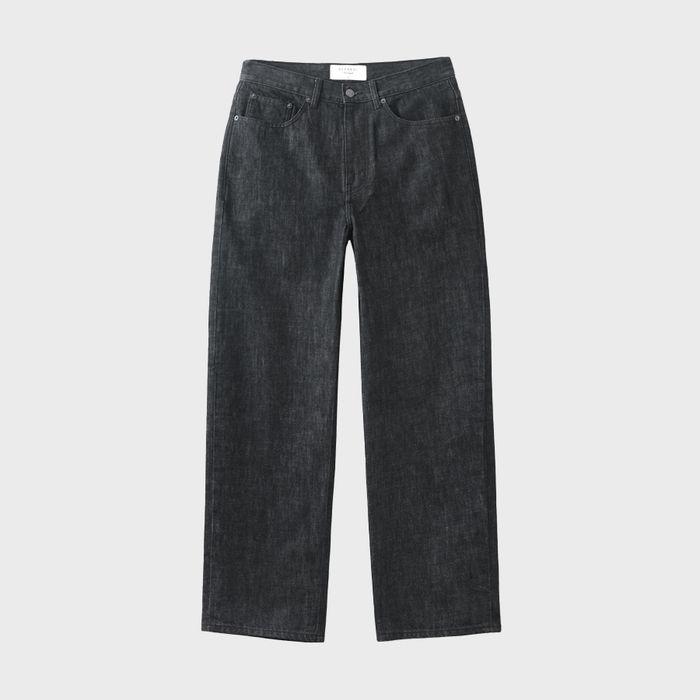 Semi Wide Denim Pants - Black