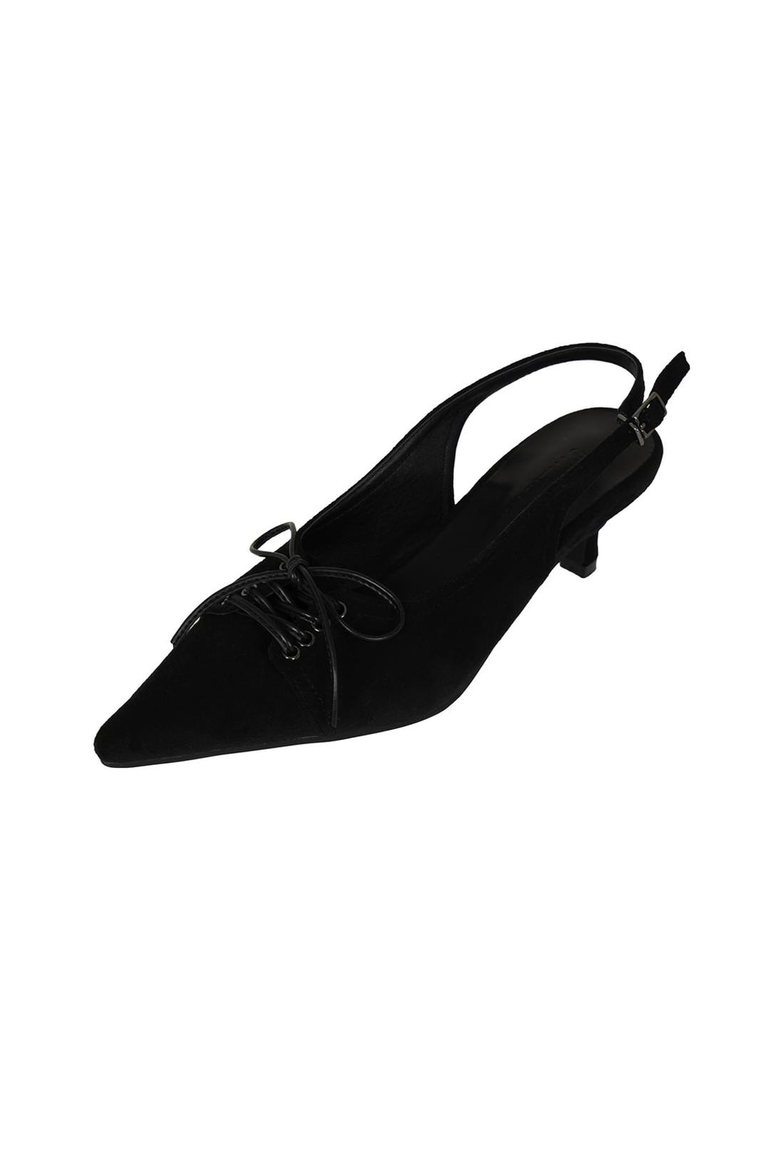 SUEDE EYELET SLINGBACK BLACK
