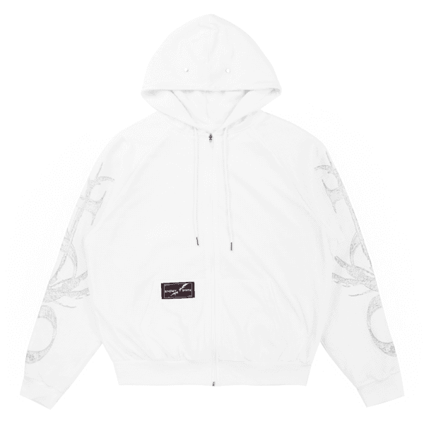 REVERSIBLE SPORTY ZIP UP HOODIE IN WHITE