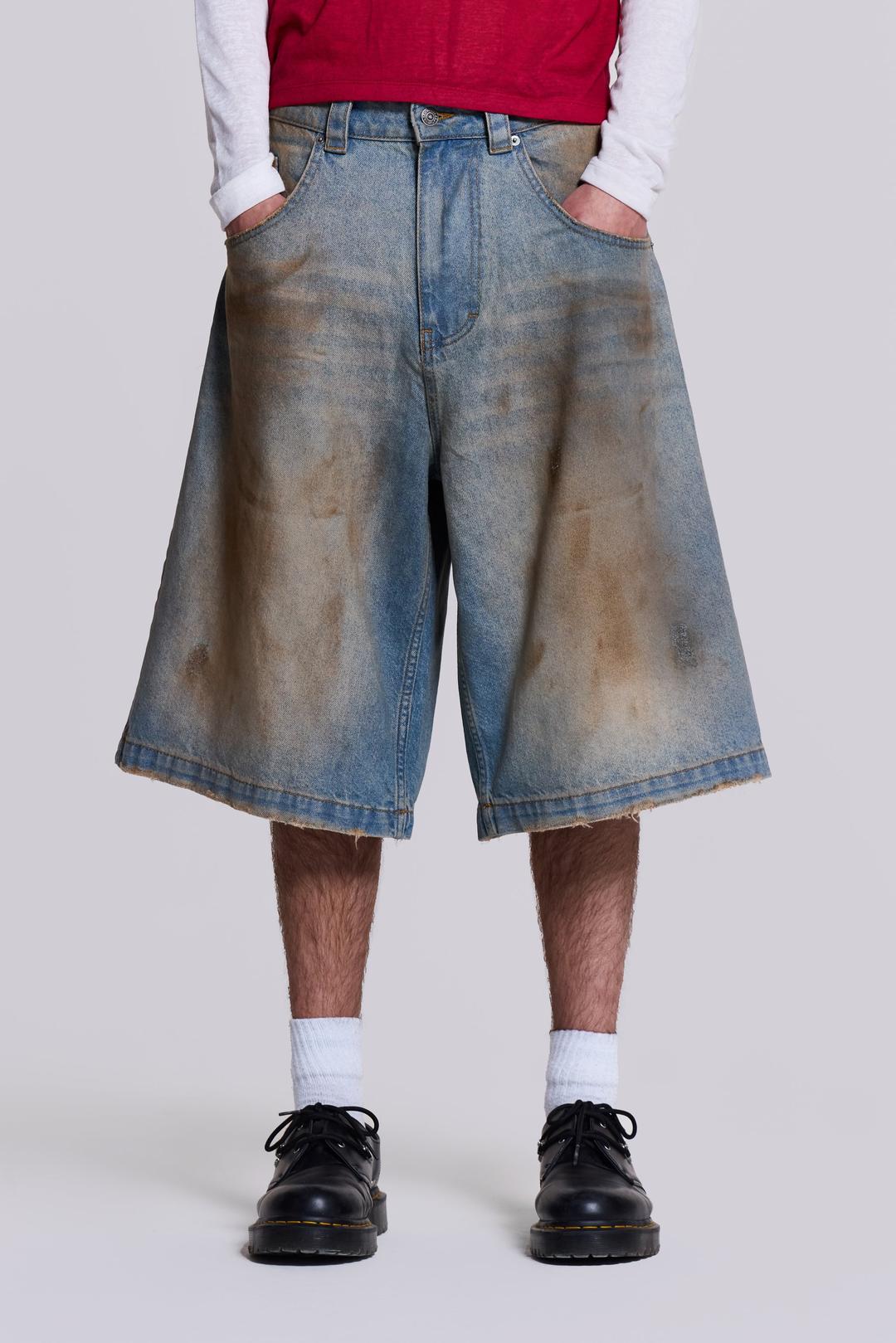 Mud Wash Colossus Jorts - W26 / Blue