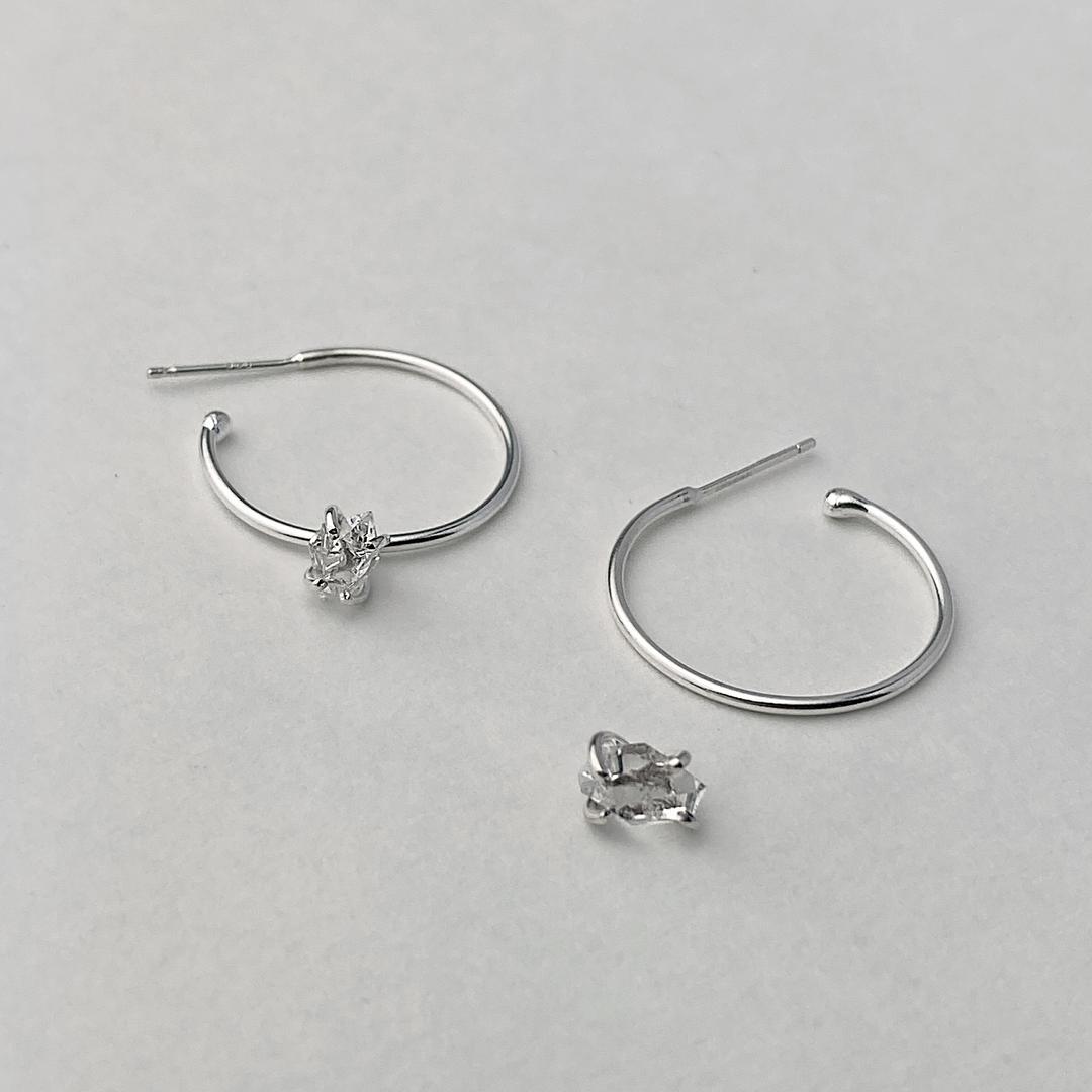 Herkimer diamond round earrings