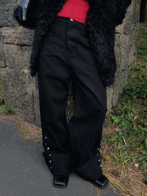 레이크 커프스 블랙 데님