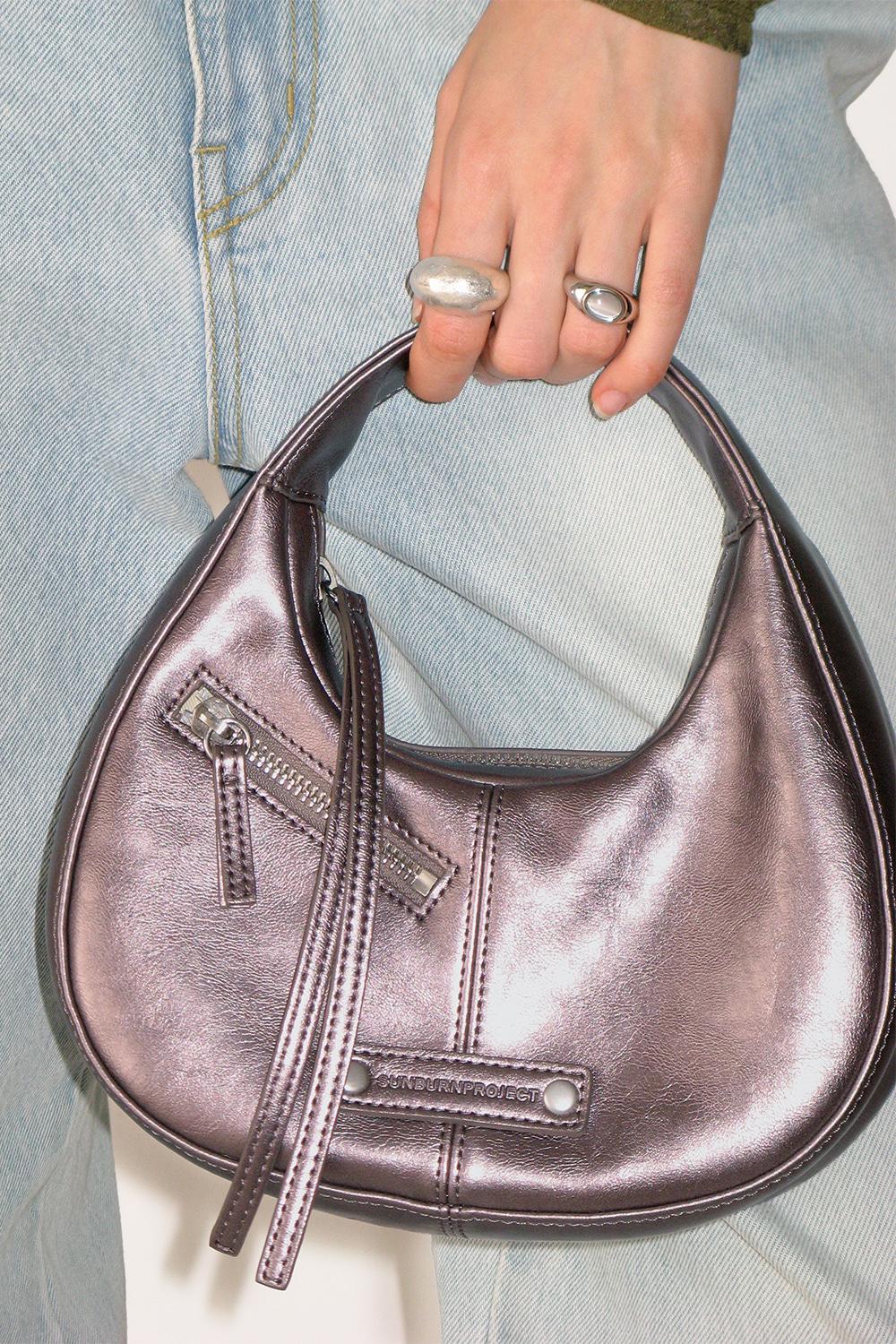 Mini Pebble Bag, PURPLE METAL