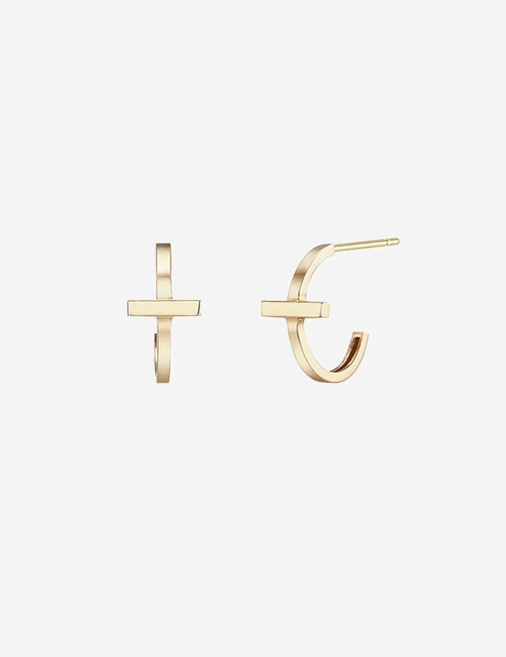 14k 모던 크로스 귀걸이