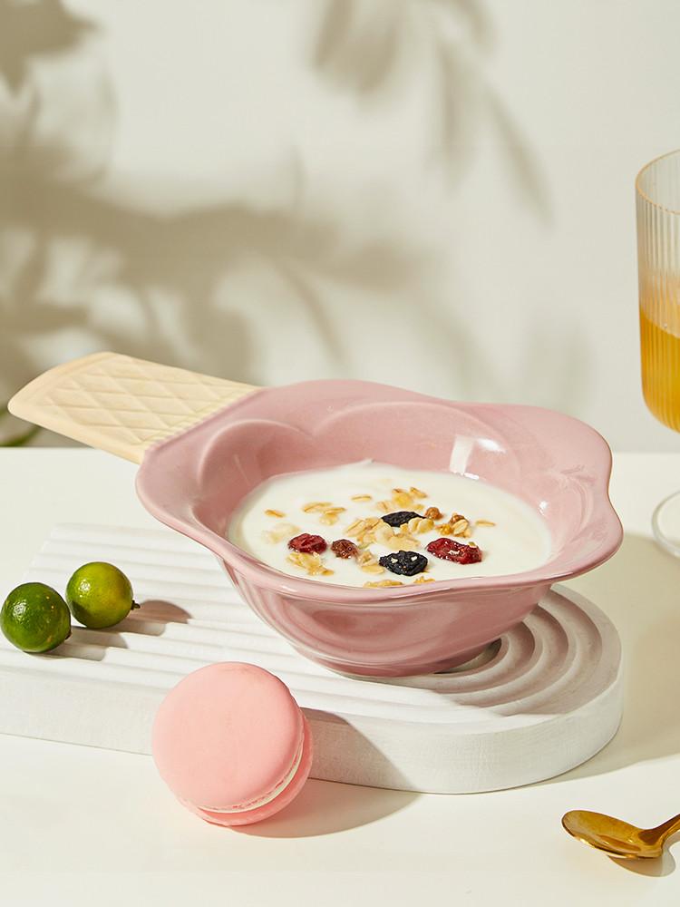 손잡이 요거트볼 귀여운 시리얼 앞접시 브런치 식기 그릇 볼