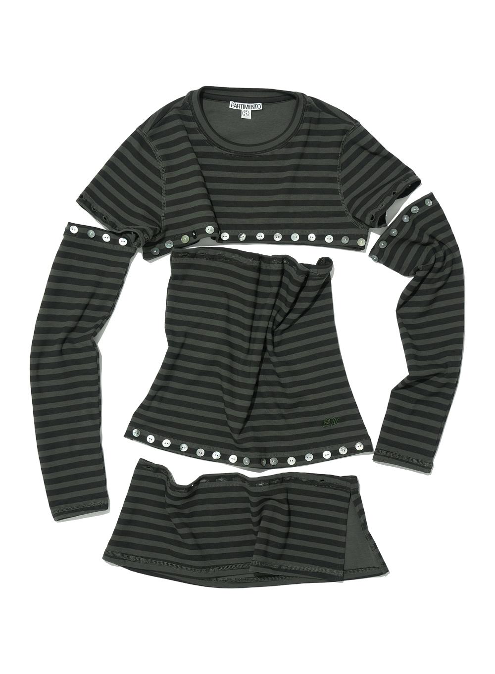 [WOMEN] BUTTON-UP TRANSFORM LONG SLEEVE TEE_CHARCOAL ST