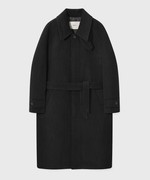 [Drape Wool] 캐시미어블렌드 소프트오버핏 발마칸 로브코트_블랙