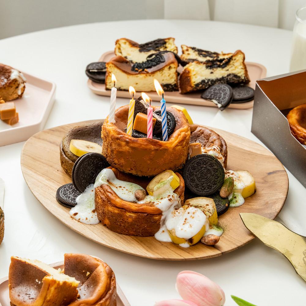 상하치즈 미니 바스크 치즈케이크 세트 (플레인 140g,그린티 140g,카라멜 140g,오레오 140g 각 1개씩 (총 4개) [+아이스 크림떡 인절미크림 6개 증정]_냉동