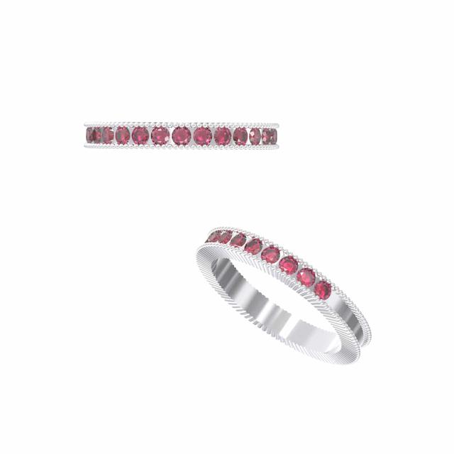 2mm half eternity ring [lab ruby]